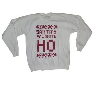 TEESPRING Santa's Favorite Ho‎ white crew neck sweatshirt unisex M